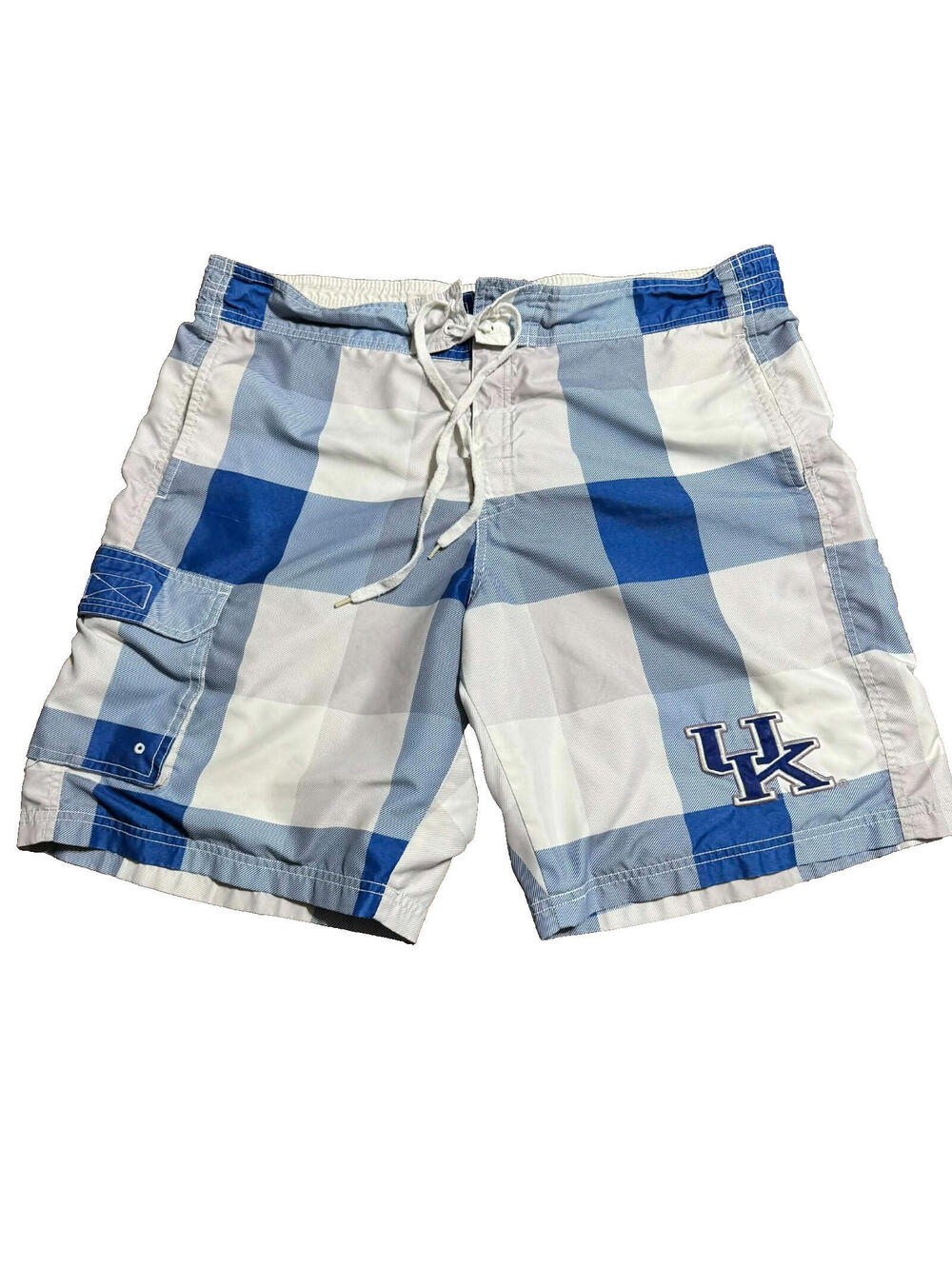 RARE VTG Kentucky Wildcats Checkered Board Lined Swim Trunks G-III Banks Size XL